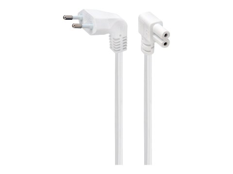 Cablexpert - Kabel zasilający - Europlug (M) kątowe do power IEC 60320 C7 kątowe - 10 A - 2.5 m - odlewany - biały
