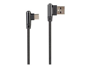 Cablexpert Premium jeans (denim) - Kabel USB - USB-C (M) kątowe (M) kątowe - USB 2.0 - 2.1 A - 1 m - czarny