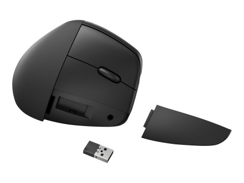 HP 920 - Mysz pionowa - ergonomiczna - 6 przyciski - bezprzewodowa - 2.4 GHz, Bluetooth 5.3 - odbiornik bezprzewodowy USB - czar