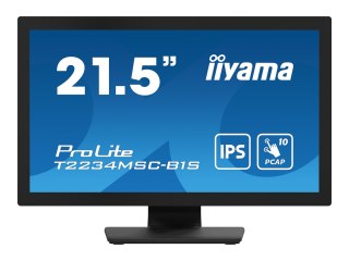 Iiyama ProLite T2234MSC-B1S - Monitor LED - 22" (21.5" widoczny) - ekran dotykowy - 1920 x 1080 Full HD (1080p) - IPS - 350 cd/m