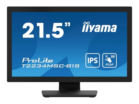 Iiyama ProLite T2234MSC-B1S - Monitor LED - 22" (21.5" widoczny) - ekran dotykowy - 1920 x 1080 Full HD (1080p) - IPS - 350 cd/m