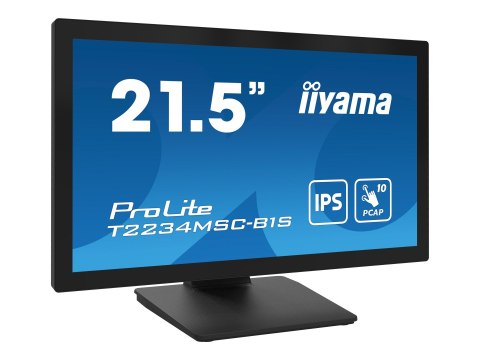 Iiyama ProLite T2234MSC-B1S - Monitor LED - 22" (21.5" widoczny) - ekran dotykowy - 1920 x 1080 Full HD (1080p) - IPS - 350 cd/m