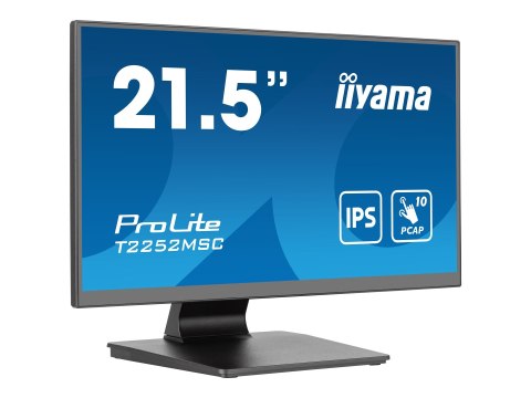 Iiyama ProLite T2252MSC-B2 - Monitor LED - 22" (21.5" widoczny) - ekran dotykowy - 1920 x 1080 Full HD (1080p) @ 60 Hz - IPS - 2