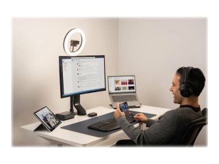 Kensington Pro Fit Ergo Wireless Keyboard - Klawiatura - bezprzewodowa - 2.4 GHz, Bluetooth 4.0 - US - czarny