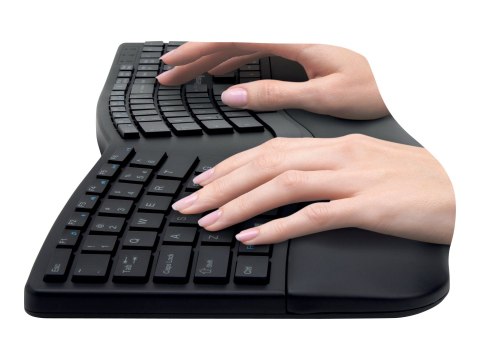 Kensington Pro Fit Ergo Wireless Keyboard - Klawiatura - bezprzewodowa - 2.4 GHz, Bluetooth 4.0 - US - czarny