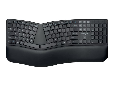 Kensington Pro Fit Ergo Wireless Keyboard - Klawiatura - bezprzewodowa - 2.4 GHz, Bluetooth 4.0 - US - czarny