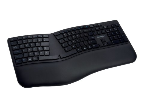 Kensington Pro Fit Ergo Wireless Keyboard - Klawiatura - bezprzewodowa - 2.4 GHz, Bluetooth 4.0 - US - czarny