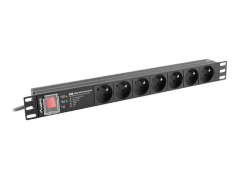 Lanberg - Linka dystrybucji zasilania (montowany w stojaku) - AC 220-250 V - 4000 wat - wejście: Typ E - złącza wyjściowe: 7 (Ty