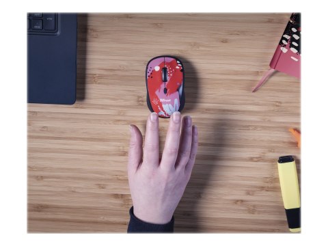 Trust Yvi - Mysz - prawo i leworęczna - optyczna - 4 przyciski - bezprzewodowa - 2.4 GHz - odbiornik bezprzewodowy USB - czerwon