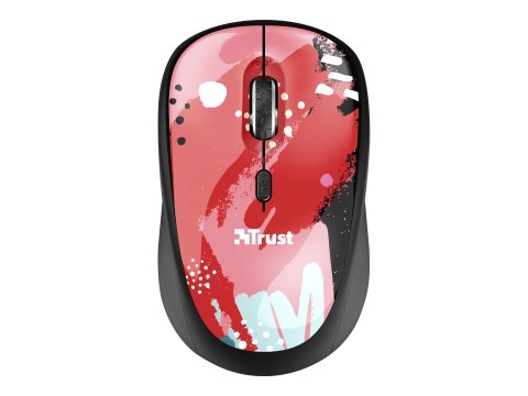 Trust Yvi - Mysz - prawo i leworęczna - optyczna - 4 przyciski - bezprzewodowa - 2.4 GHz - odbiornik bezprzewodowy USB - czerwon