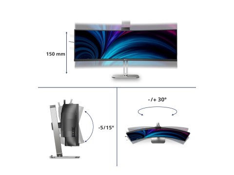 Philips 49B2U5900CH - 5000 Series - monitor LED - zaokrąglony - USB - 49" (48.8" widoczny) - 5120 x 1440 Dual Quad HD @ 75 Hz - 