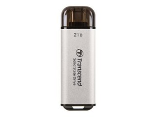 Transcend ESD300S - SSD - 2 TB - zewnętrzny (przenośne) - USB 3.2 Gen 2x1 (USB-C złącze) - srebrny
