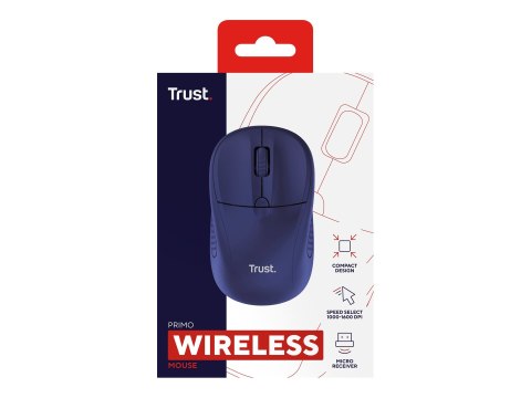 Trust Primo - Mysz - prawo i leworęczna - optyczna - 4 przyciski - bezprzewodowa - 2.4 GHz - odbiornik bezprzewodowy USB - ciemn