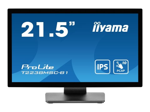 Iiyama ProLite T2238MSC-B1 - Monitor LED - 21.5" - ekran dotykowy - 1920 x 1080 Full HD (1080p) - IPS - 600 cd/m² - 1000:1 - 5 m