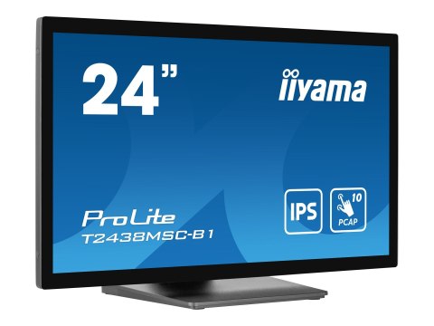 Iiyama ProLite T2438MSC-B1 - Monitor LED - 24" (23.8" widoczny) - ekran dotykowy - 1920 x 1080 Full HD (1080p) - IPS - 600 cd/m²