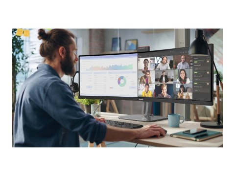 Philips 49B2U6900CH - 6000 Series - monitor LED - zaokrąglony - USB - 49" (48.8" widoczny) - 5120 x 1440 Dual Quad HD @ 75 Hz - 