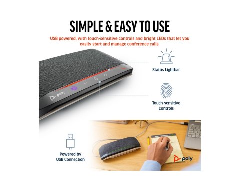 HP Poly Sync 10 - Głośnik zestawu głośnomówiącego - przewodowa - USB-A, USB-C - srebrny