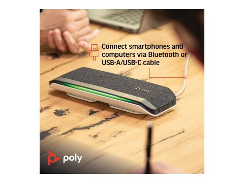HP Poly Sync 40-M - Zestaw głośnomówiący - Bluetooth - bezprzewodowa, przewodowa - USB-A, USB-C - srebrny - Certyfikat Microsoft