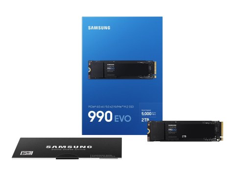 Samsung 990 EVO MZ-V9E2T0BW - SSD - zaszyfrowany - 2 TB - wewnętrzny - M.2 2280 - PCIe 5.0 x2 (NVMe) - 256 bitów AES - TCG Opal 