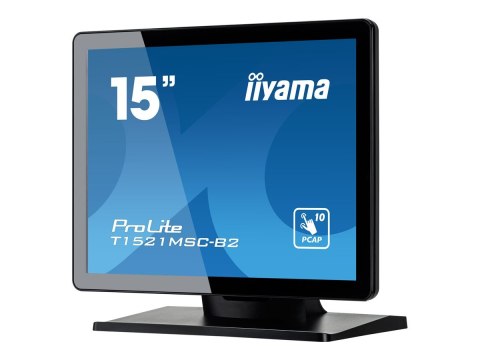 Iiyama ProLite T1521MSC-B2 - Monitor LED - 15" - ekran dotykowy - 1024 x 768 - TN - 370 cd/m² - 800:1 - 8 ms - HDMI, VGA - głośn