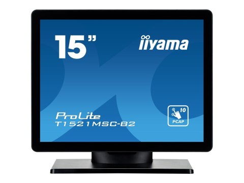 Iiyama ProLite T1521MSC-B2 - Monitor LED - 15" - ekran dotykowy - 1024 x 768 - TN - 370 cd/m² - 800:1 - 8 ms - HDMI, VGA - głośn