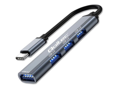 Qoltec - Koncentrator - 1 x SuperSpeed USB 3.0 + 3 x USB 2.0 - stacjonarny