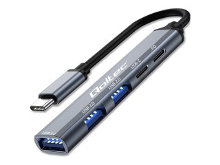 Qoltec - Koncentrator - 1 x USB-C (Power Delivery) + 1 x USB-C + 2 x USB 2.0 + 1 x SuperSpeed USB - stacjonarny