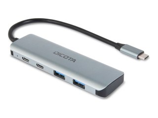 DICOTA - Koncentrator - 10 Gb/s, 4 w 1 USB-C, wysoka szybkość - 2 x USB-C 3.2 Gen 2 + 2 x USB 3.2 Gen 2 - stacjonarny