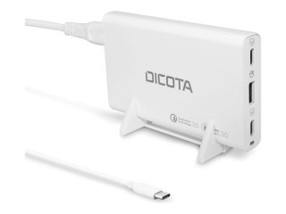DICOTA - Zasilacz - uniwersalne - 65 wat - PD 3.0, QC 4.0+ - 3 złącza wychodzące (2 x USB-C, USB) - przewodowo: USB-C - biały
