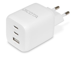 DICOTA - Zasilacz - zgodność, GaN - 65 wat - 5 A - PD 3.0 - 3 złącza wychodzące (2 x USB-C, USB) - biały - Europa
