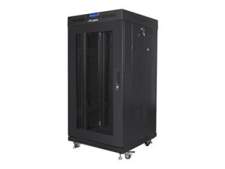 Lanberg FF01 series - Stojak szafa - 600 x 600, pakowane płasko, z siatkowymi drzwiami, V2 - z 2 wentylatory chłodzące, termosta