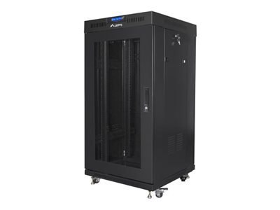 Lanberg FF01 series - Stojak szafa - 600 x 600, pakowane płasko, z siatkowymi drzwiami, V2 - z 2 wentylatory chłodzące, termosta