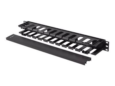 Lanberg - Organizer kabli w obudowie - plastikowy, typ A - RAL 9004, czarny - 1U - 19"