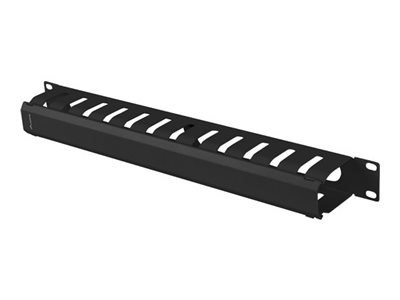 Lanberg - Panel zarządzania kablami stojaka - RAL 9004, czarny - 1U - 19"