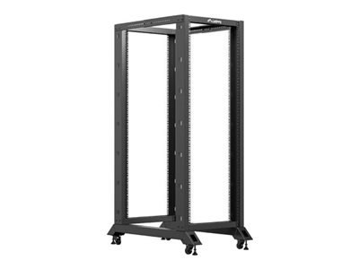 Lanberg - Stojak rama otwarta - 600 x 1000 mm - 4 słupki - wolnostojący, podłogowa - czarny, RAL 9004 - 32U - 19"
