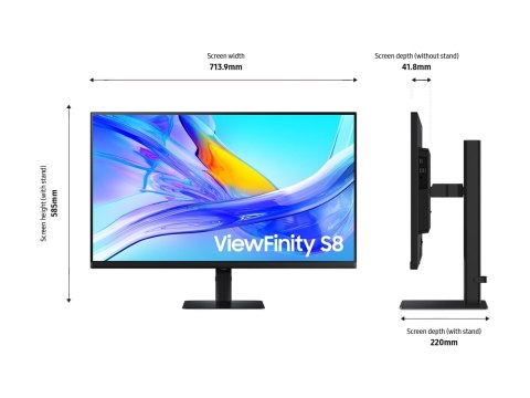 Samsung ViewFinity S8 S32D800UAU - S80UD Series - monitor LED - USB - 32" - 3840 x 2160 UHD @ 60 Hz - VA - 350 cd/m² - 3000:1 - 