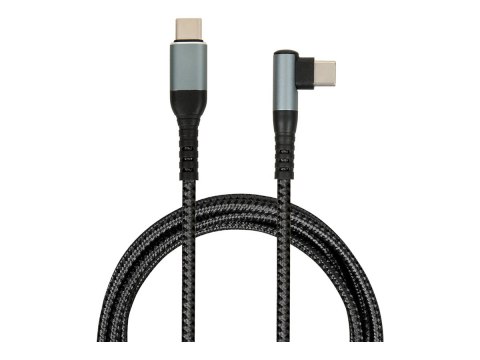 IBOX - Kabel USB - USB-C (M) prosty do USB-C (M) kątowe - USB 2.0 - 20 V - 5 A - 2 m - Zasilanie USB (100 W) - szary, czarny