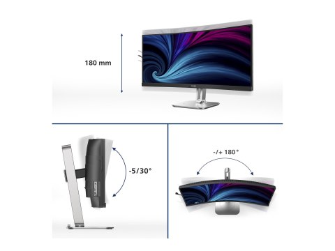 Philips 34B2U5600C - 5000 Series - monitor LED - zaokrąglony - USB - 34" - 3440 x 1440 WQHD @ 120 Hz - VA - 300 cd/m² - 4000:1 -