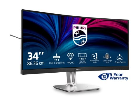 Philips 34B2U5600C - 5000 Series - monitor LED - zaokrąglony - USB - 34" - 3440 x 1440 WQHD @ 120 Hz - VA - 300 cd/m² - 4000:1 -