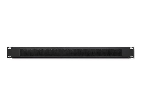 Qoltec - Listwa ze szczotką do obudowy - stal lita - czarny - 1U - 19"