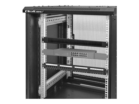 Qoltec - Listwa ze szczotką do obudowy - stal lita - czarny - 1U - 19"