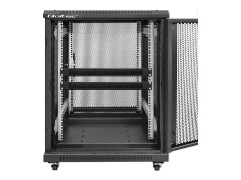 Qoltec - Listwa ze szczotką do obudowy - stal lita - czarny - 1U - 19"