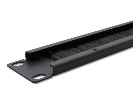 Qoltec - Listwa ze szczotką do obudowy - stal lita - czarny - 1U - 19"