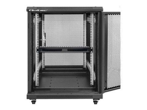 Qoltec - Organizer kabli w obudowie - stal lita, 24 porty - czarny - 1U - 19"