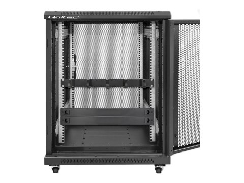 Qoltec - Organizer kabli w obudowie - stal lita - czarny - 1U - 19"