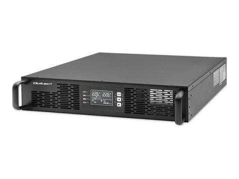 Qoltec - UPS (montowany w stojaku) - współczynnik mocy 1.0, LCD, EPO, on-line - AC 110-300 V - 1000 wat - 1000 VA - 7 Ah - RS-23
