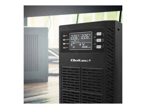 Qoltec - UPS - współczynnik mocy 1.0, LCD, EPO, on-line - AC 110-300 V - 1000 wat - 1000 VA - 9 Ah - RS-232, USB, RJ-45 - złącza
