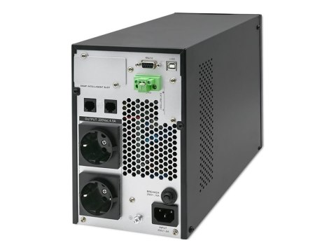 Qoltec - UPS - współczynnik mocy 1.0, LCD, EPO, on-line - AC 110-300 V - 1000 wat - 1000 VA - 9 Ah - RS-232, USB, RJ-45 - złącza