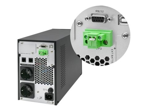 Qoltec - UPS - współczynnik mocy 1.0, LCD, EPO, on-line - AC 110-300 V - 1000 wat - 1000 VA - 9 Ah - RS-232, USB, RJ-45 - złącza