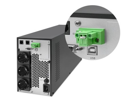 Qoltec - UPS - współczynnik mocy 1.0, LCD, EPO, on-line - AC 110-300 V - 2000 wat - 2000 VA - 9 Ah - RS-232, USB, RJ-45 - złącza